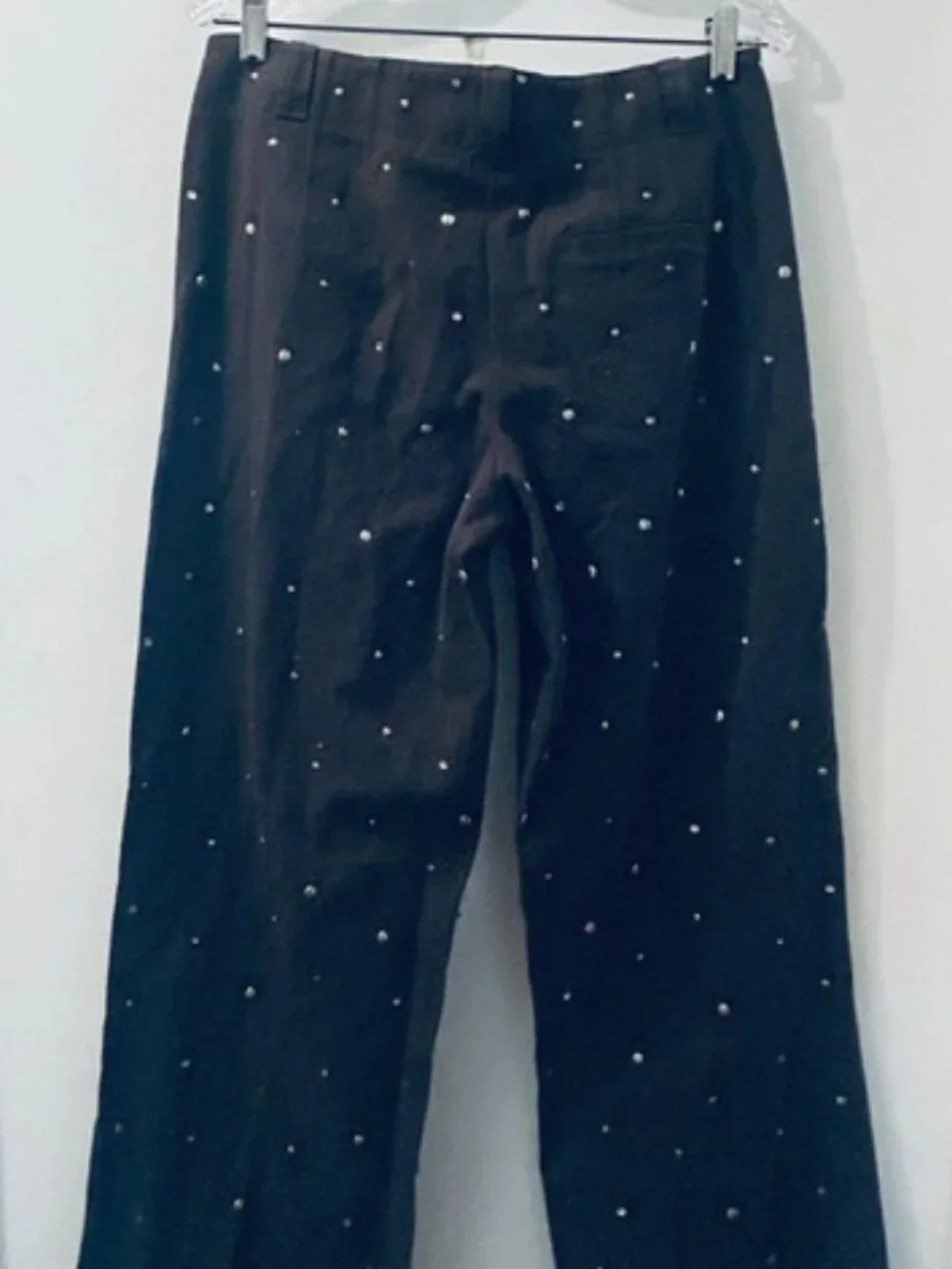 Free People Chocolate Brown Embellished Rhinestone Stud Trousers NEW